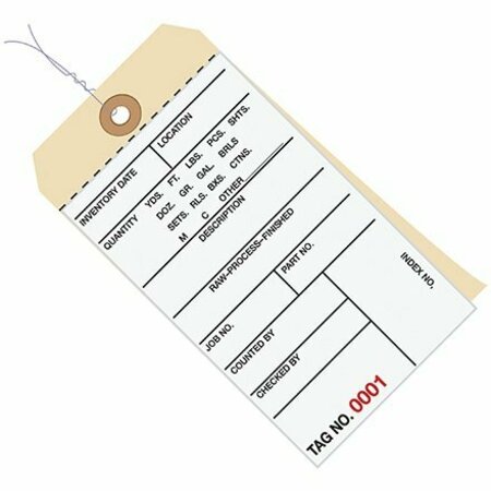 BSC PREFERRED 6 1/4 x 3 1/8'' - 6500-6999 Inventory Tags 2 Part Carbonless # 8 - Pre-Wired, 500PK S-6458PW